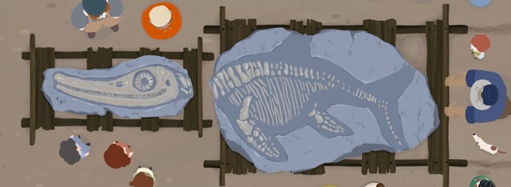 Fotograma de Mary Anning y la playa de los dinosaurios: fósiles vistos desde arriba